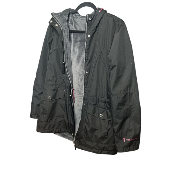 Free Country Black Waterproof Lined Jacket with Pink Logo - Picture 2 of 8
